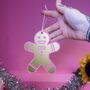 Gold Gingerbread Man Christmas Tree Ornament Bauble Decor, thumbnail 1 of 4