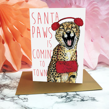 Caroling Cats Santa Paws Christmas Card, 2 of 4