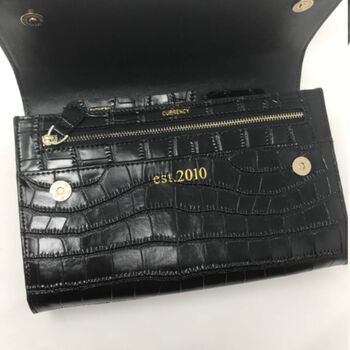 Leather Travel Wallet Gift Black Croc, 4 of 10