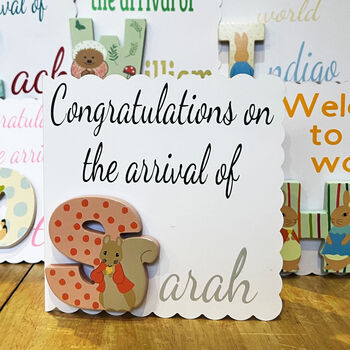 Personalised Alphabet Door Letter New Baby Card, 3 of 8