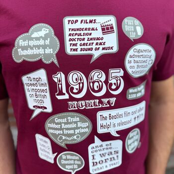 'Events Of 1965' Bespoke 60th Birthday Gift T Shirt, 2 of 9