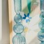 70s Vintage Style Blue Tablescape Glass Candle Holder, thumbnail 3 of 4