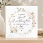 Neutral Great Granddaughter Christening Card, Giraffe Bear Baptism Card, Any Relationship, thumbnail 1 of 5