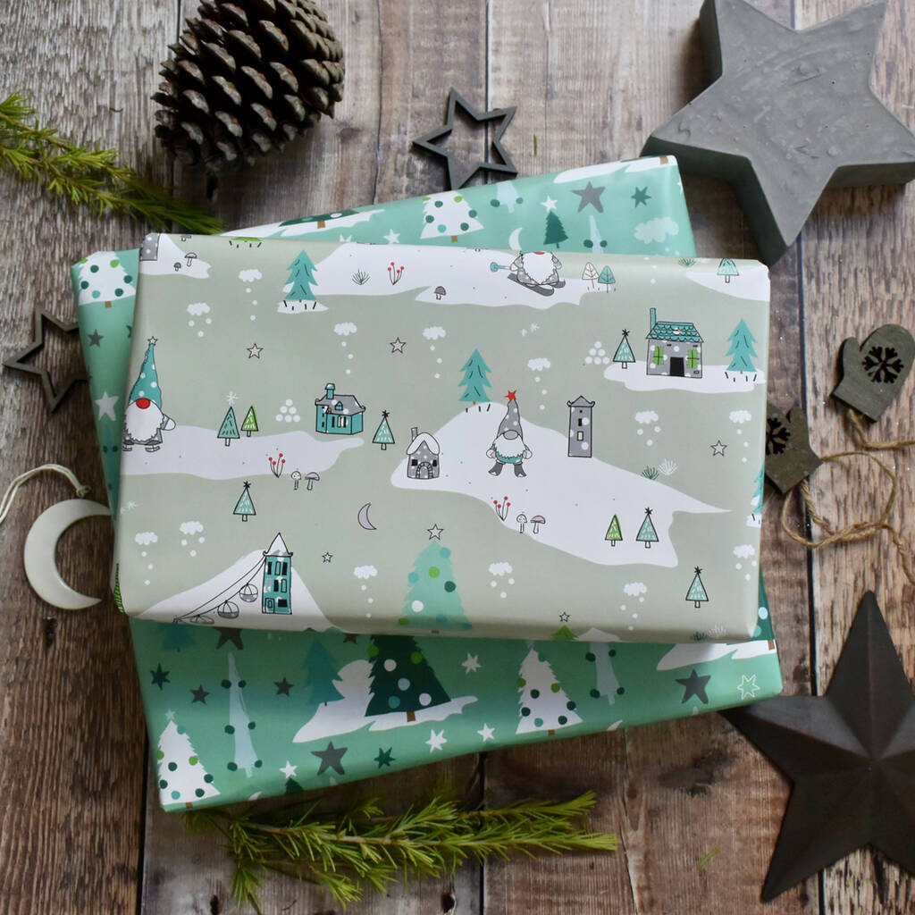 Christmas Gnome Wrapping Paper Set By Paper And Inc