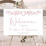 Wedding Welcome Sign Pink Heart Cherry Blossom, thumbnail 2 of 7