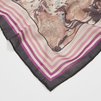 Deco Blooms Candy Stripe Border Midweight Scarf, 3 of 4
