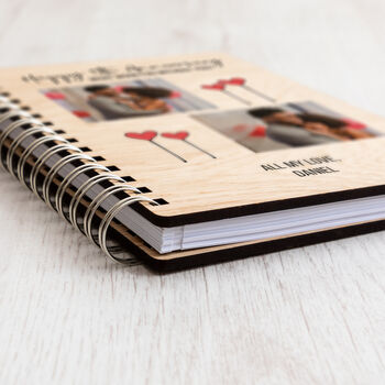 Personalised Photo Notebook 5th Anniversary Wood Gift, 4 of 6
