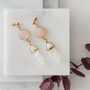 Gold Plate Rose Quartz And Clear Quartz Point Earrings, thumbnail 1 of 5