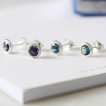 Blue Gemstone Stud Earrings, 2 of 6