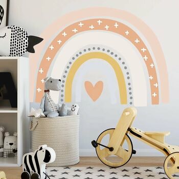 Peach Patterned Rainbow And Heart Kid’s Room Sticker, 2 of 5