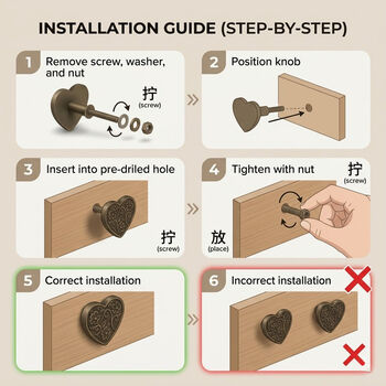 Vintage Heart Engraved Brass Cabinet Knob, 8 of 9