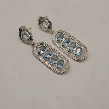 Blue Topaz Silver Drop Earrings, 10 of 10