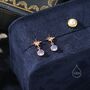 Sterling Silver Tiny Starburst And Moonstone Stud Earrings, thumbnail 3 of 11