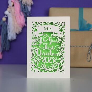 Personalised 'First Christmas' Papercut Card, 7 of 9