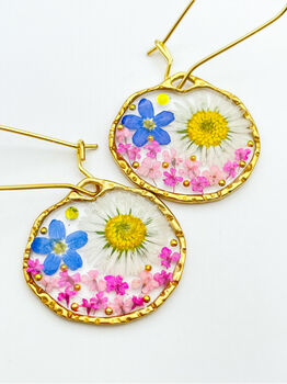 Earrings With Daisy And Forget Me Not Flowers, 4 of 12