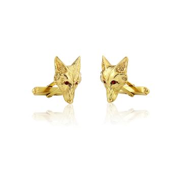 Fox Head Cufflinks In Solid Gold With Rubies, 4 of 4