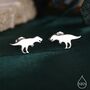 Sterling Silver T Rex Tyrannosaurus Dinosaur Stud Earrings, thumbnail 1 of 12