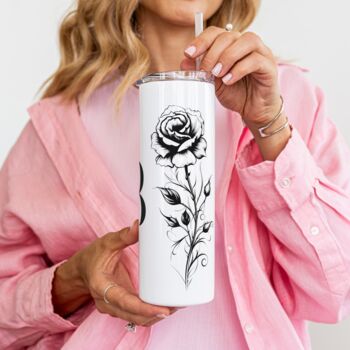 Personalised Birth Flower And Initial Insulated Travel Cup, 3 of 9