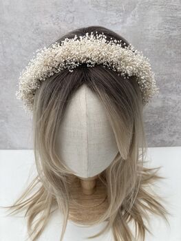 Preserved Dried Gypsophila Flower Headband Crown, 3 of 4