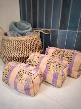 Set Of Three Quilted Cosmetic Bags Tiger, 6 of 6