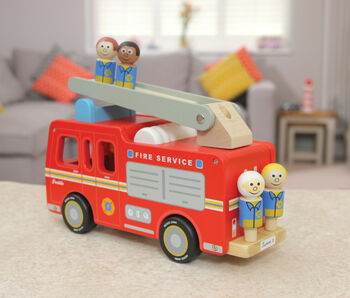 Quality Red Fire Engine With Firemen And Moving Ladder, 3 of 5