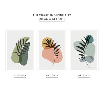 Set Of Three Contemporary Art Silhouette Leaf Prints, 3 of 5