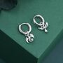 Mismatched Phoenix And Dragon Charm Huggie Hoop Earrings In Sterling Silver, thumbnail 7 of 12