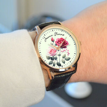 Personalised Wrist Watch With Floral Rose Design, 3 of 3