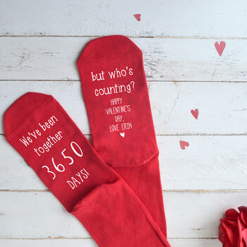 Personalised Not Counting Valentines Socks, 2 of 2