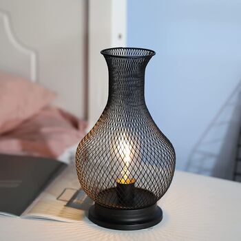 Metal Vase Shape Mesh Cordless Decorative Lamp, 5 of 6