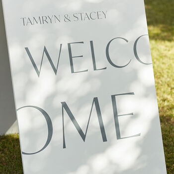 Minimal Typographic Wedding Welcome Sign, 3 of 5