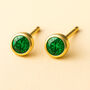 Gold Plated Sterling Silver May Emerald Birthstone Stud Earrings, thumbnail 1 of 4