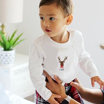 Personalised Embroidered Rudolf Christmas Pyjamas, 2 of 12