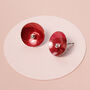 Colourful Red Graphic Silver Ear Studs, thumbnail 9 of 11