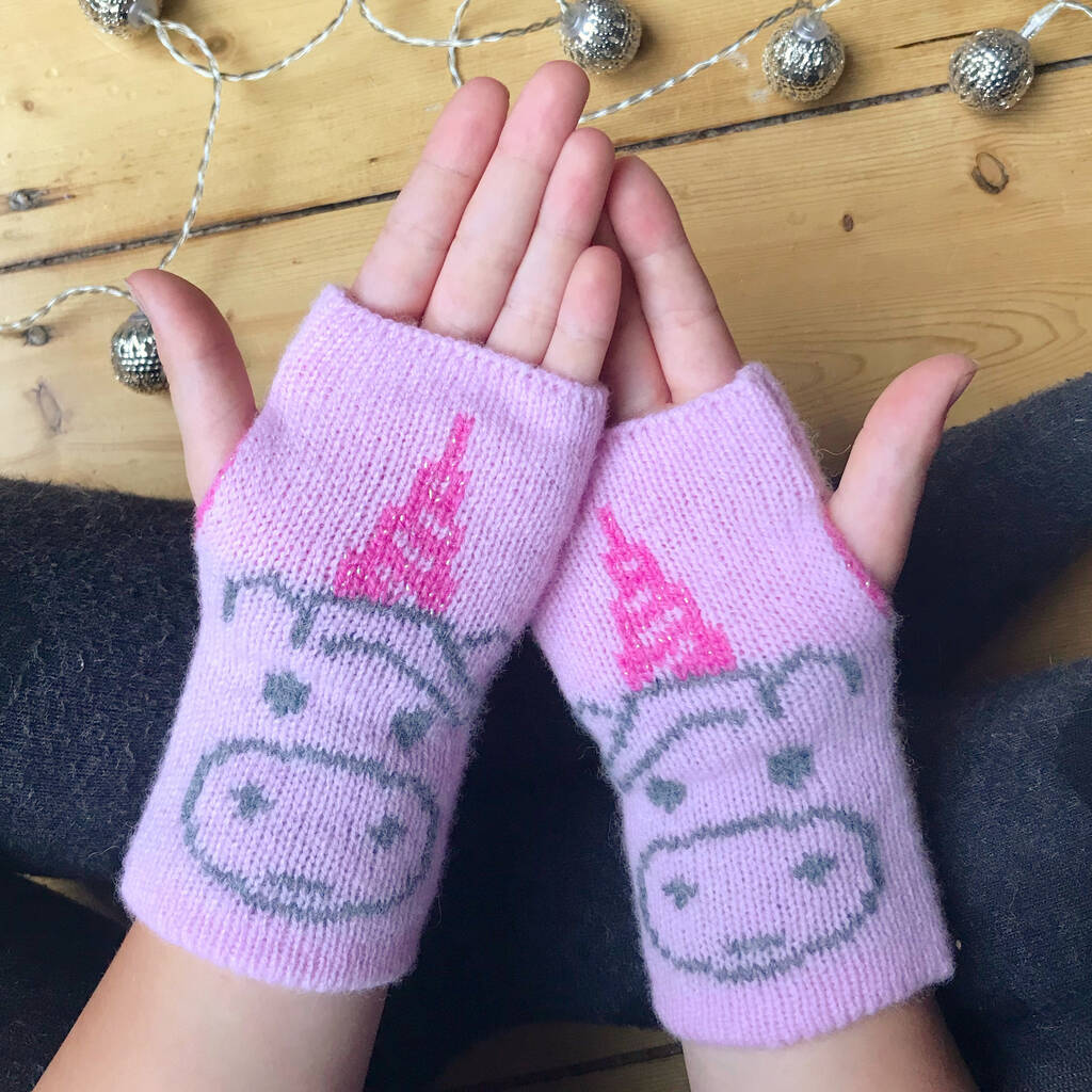Child's Sparkly Unicorn Fingerless Gloves, 1 of 7