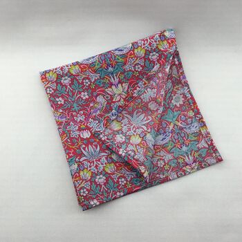Liberty Design Pocket Square In Green Strawberry Thief, 3 of 8