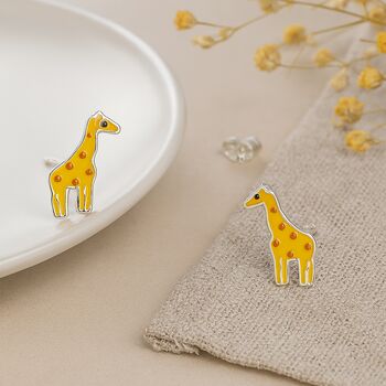 Sterling Silver Giraffe Stud Earrings, 2 of 5