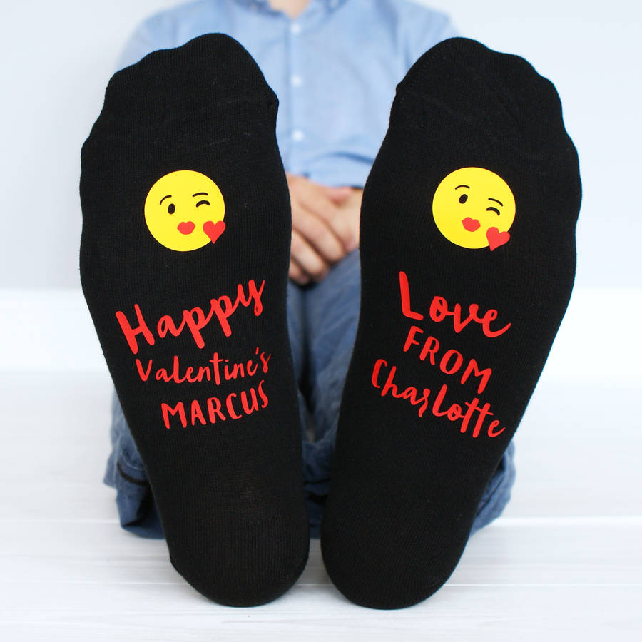 personalised valentine emoji men's socks by sparks and daughters ...