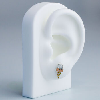 Sterling Silver Ice Cream Cone Stud Earrings, 5 of 6