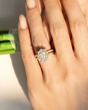 Two.Five Ct Oval Moissanite Halo Engagement Ring, 7 of 9