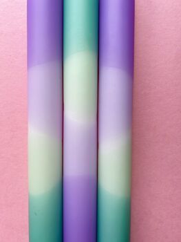 'Lavender Fields' Dip Dye Dinner Candle Trio, 4 of 5