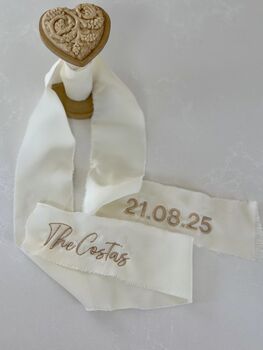Embroidered Wedding Bouquet Ribbon, 2 of 5