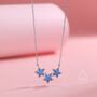 Aquamarine Blue Cz Triple Star Pendant Necklace, thumbnail 7 of 11