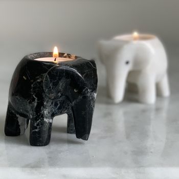 Two Elephant Marble T Light Holders, 3 of 8
