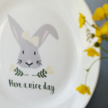 Easter Bunny Personalised Hand Decorated Child's China, 3 of 5