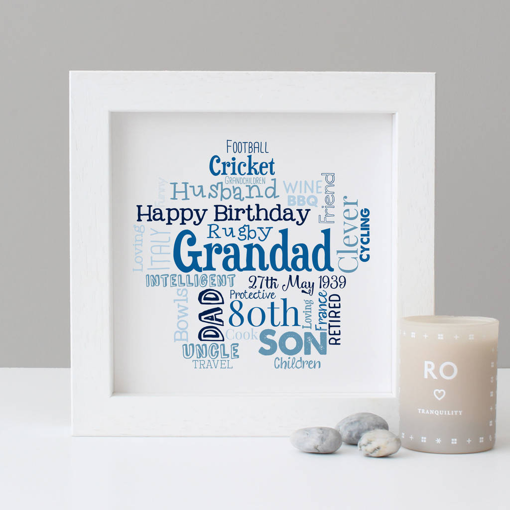 Personalised 80th Birthday Gift For Him By Hope And Love