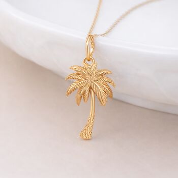 Personalised Gold Plated Sterling Silver Palm Tree Pendant Necklace, 2 of 9