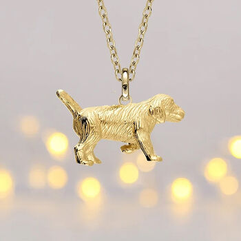 Golden Retriever Necklace In 18ct Gold Plated Silver, 3 of 12