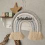 Personalised Rainbow Macrame, Grey Nursery Wall Hanging, thumbnail 9 of 11