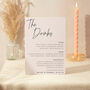 Drinks Menu Sign A5 Wedding Sign Modern Minimal Script, thumbnail 1 of 5